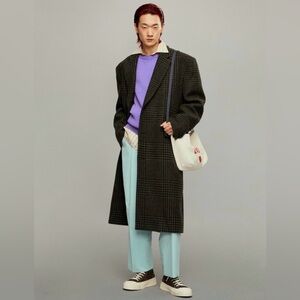 Zara Plaid Harry Lambert Pea Coat